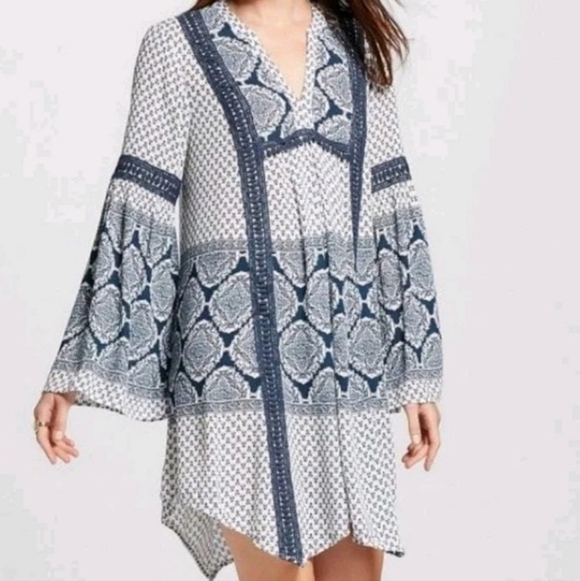 Knox Rose Dresses & Skirts - Knox Rose Dress Blue White M Peasant Boho Coastal Resort   Cottagecore Festival